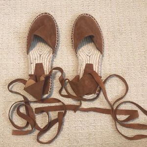 Leather lace up espadrilles